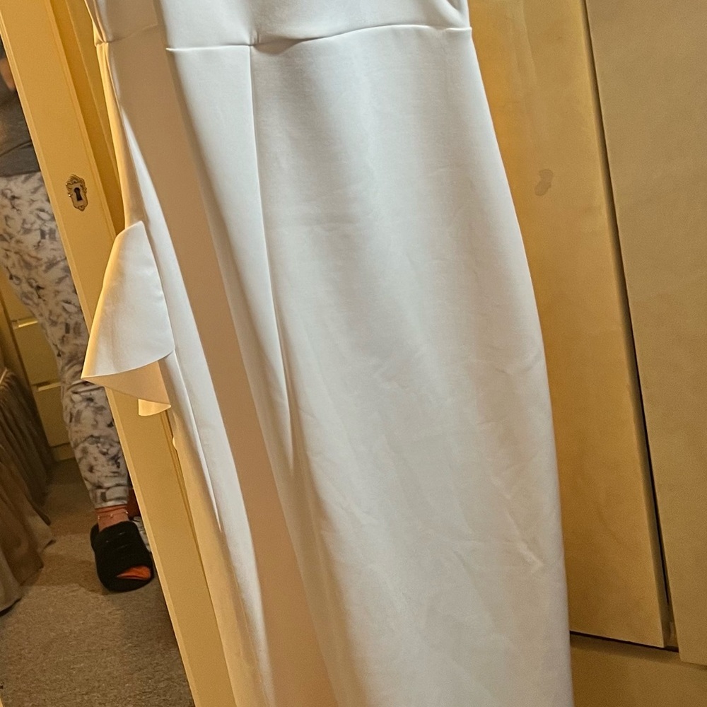 Ruffled White High/Low Dress